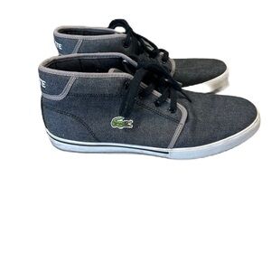 Lacoste Casual Hi Top Shoes EU 40 Women 9 Ampthill TK Sneakers Dark Gray Canvas